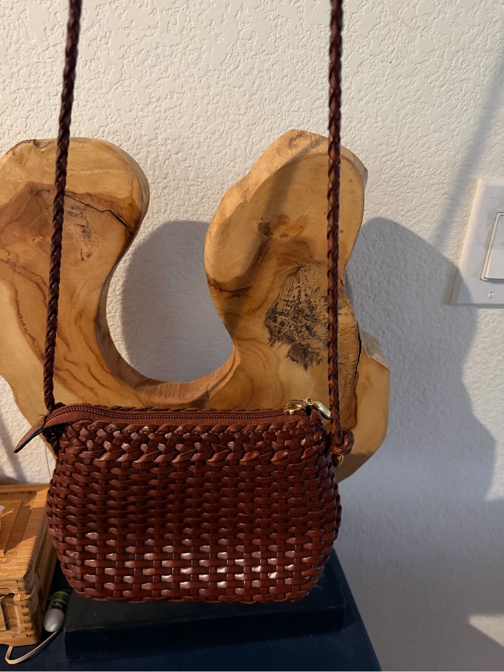 Cole Haan Brown Woven Crossbody Bag